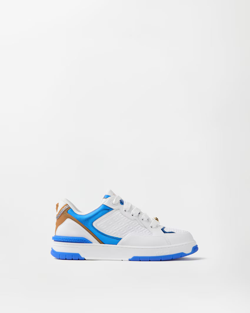 Biggie Basket Leather White Blue
