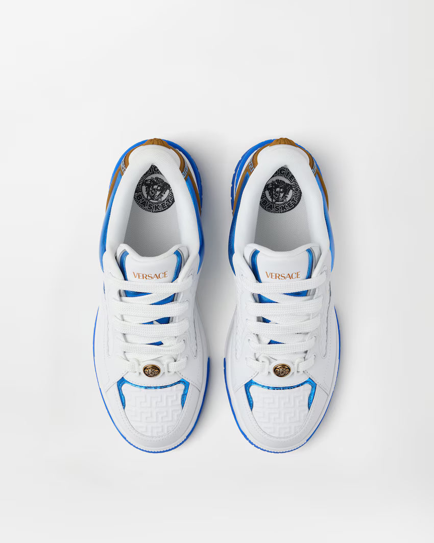 Biggie Basket Leather White Blue