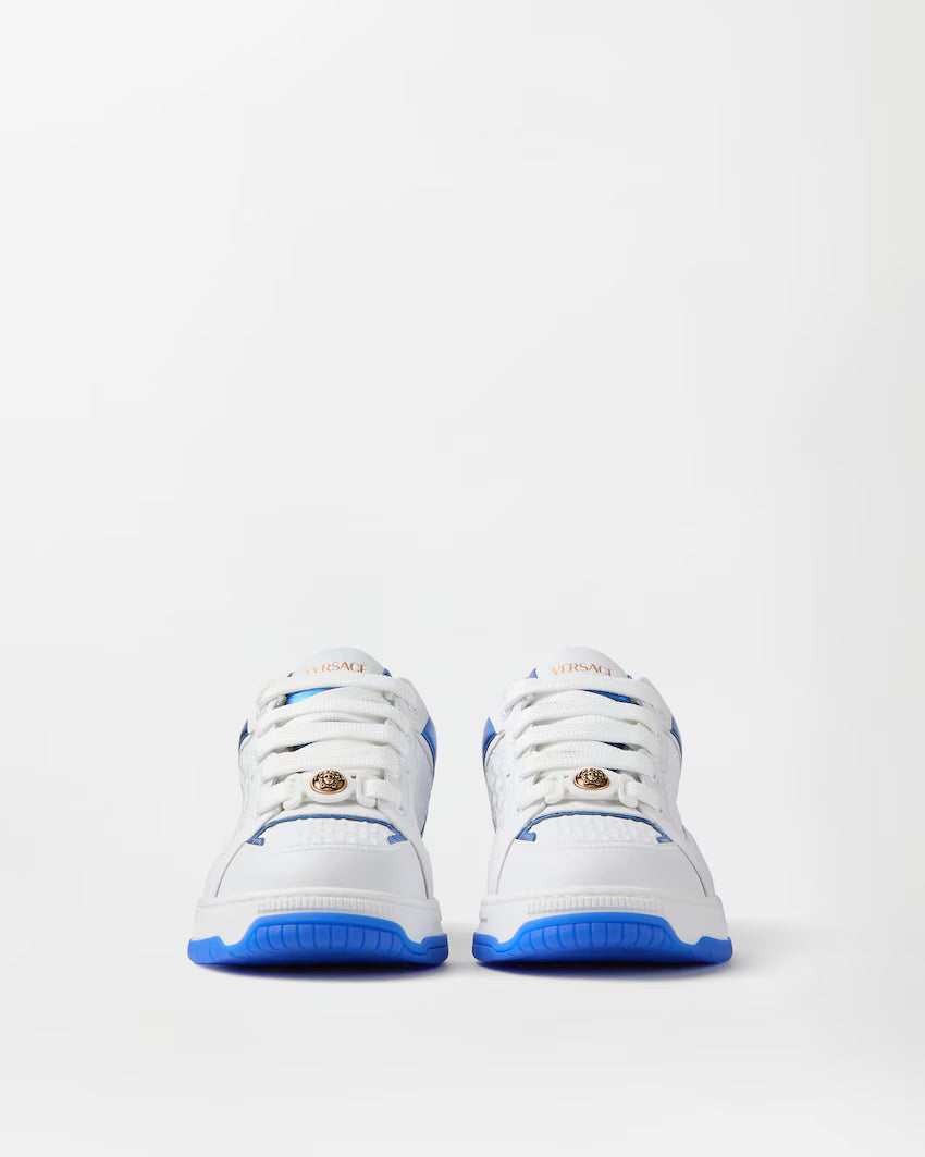 Biggie Basket Leather White Blue