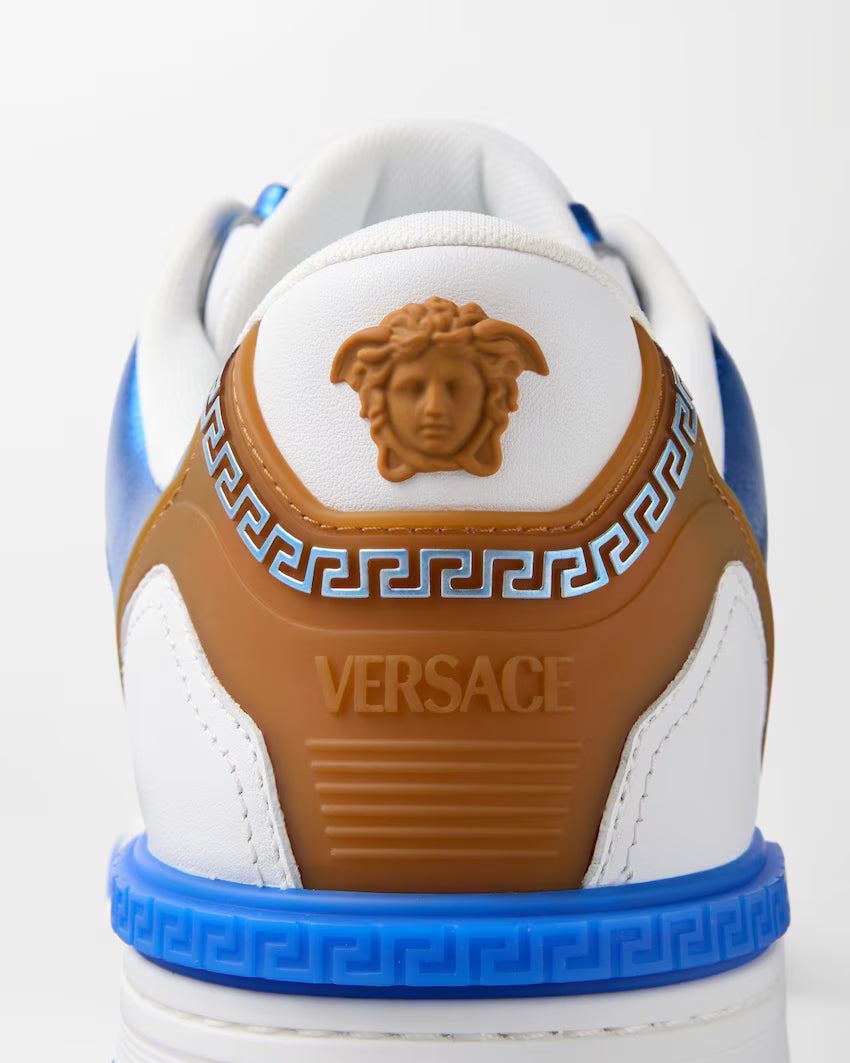 Biggie Basket Leather White Blue