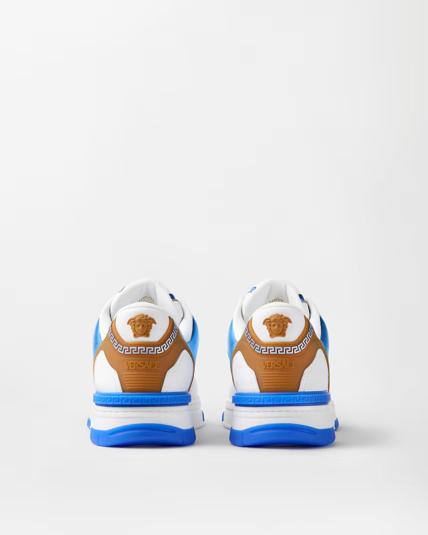 Biggie Basket Leather White Blue