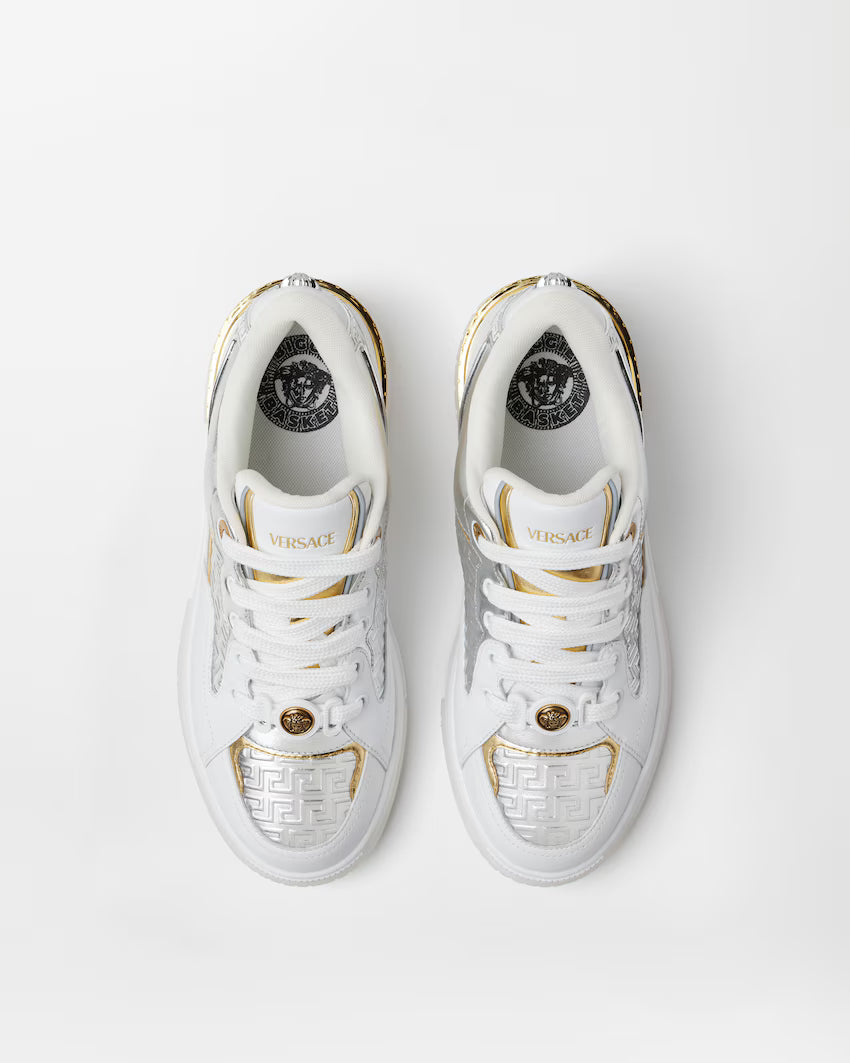 Biggie Basket Metallic Leather Silver Gold