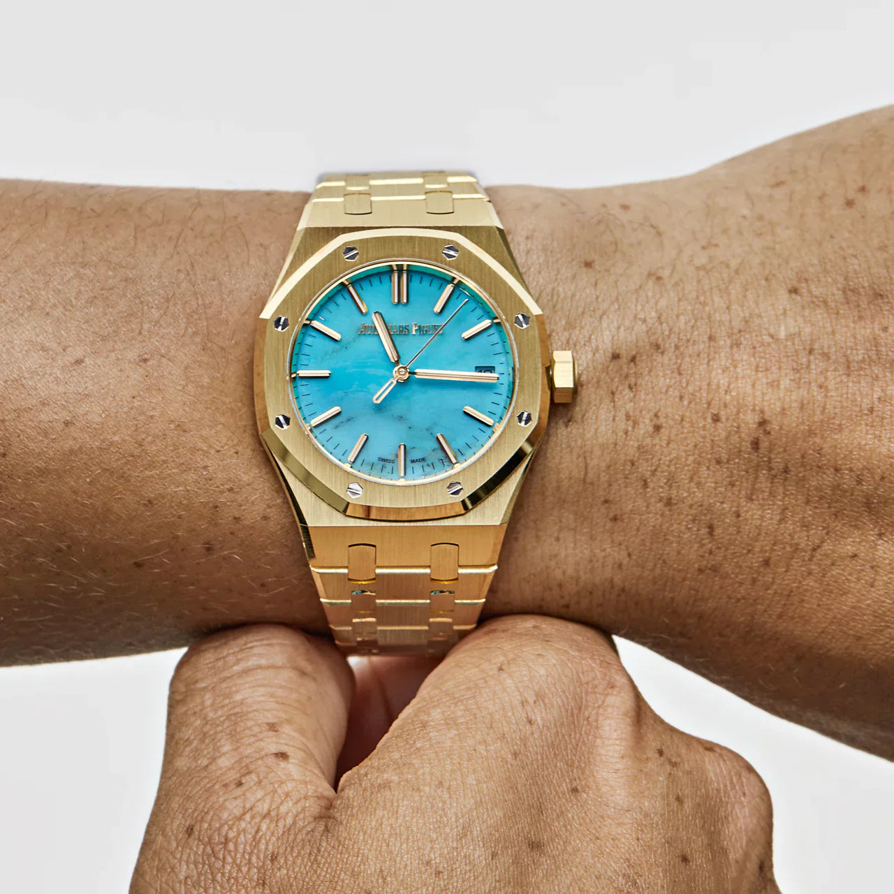 Royal Oak Selfwinding 15550BA.OO.1356BA.01 Yellow Gold Blue Turquoise Dial