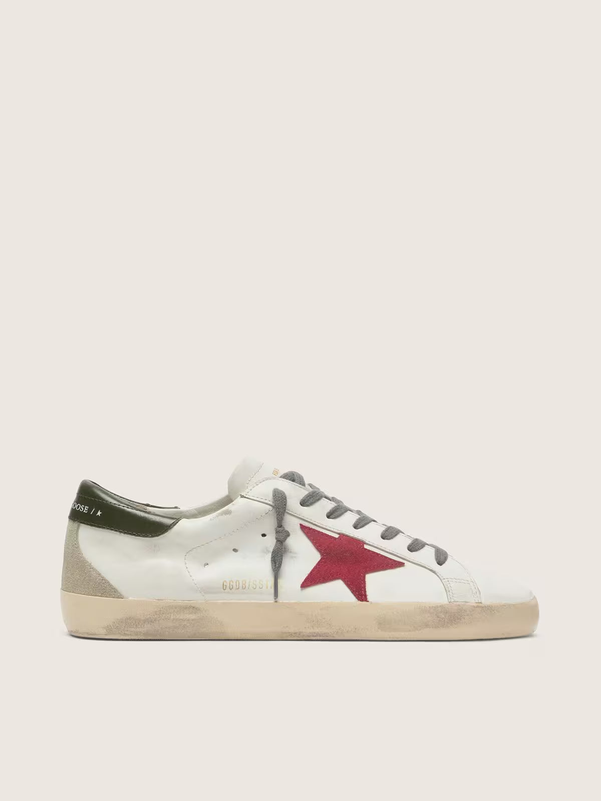 Star with red suede star and green leather heel tab