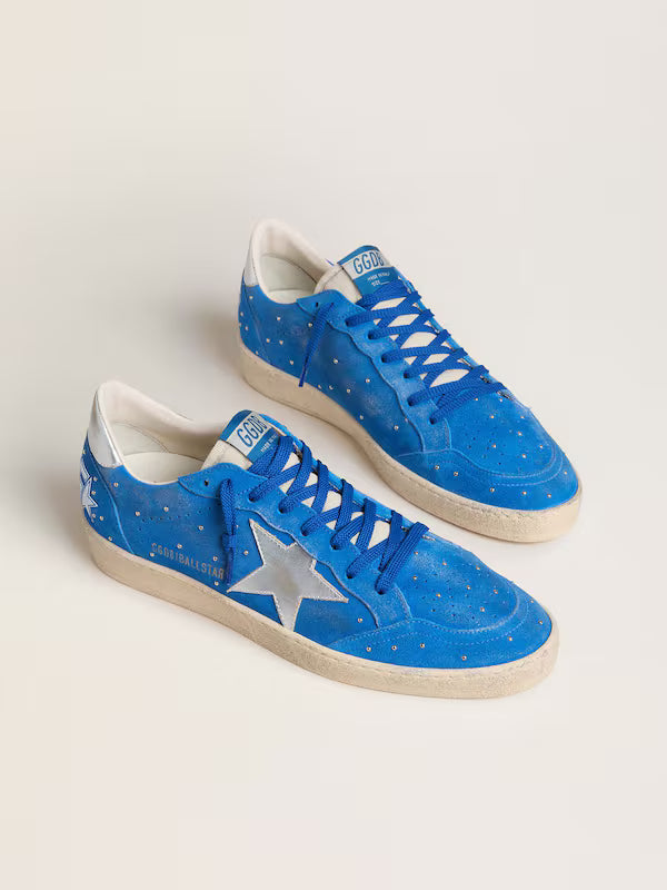 Star blue silver metallic leather