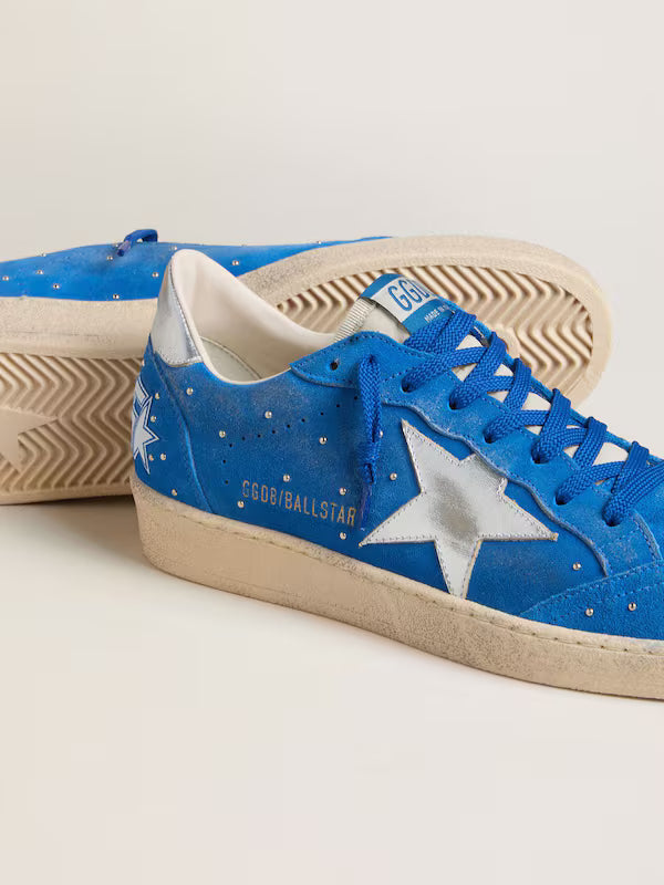 Star blue silver metallic leather