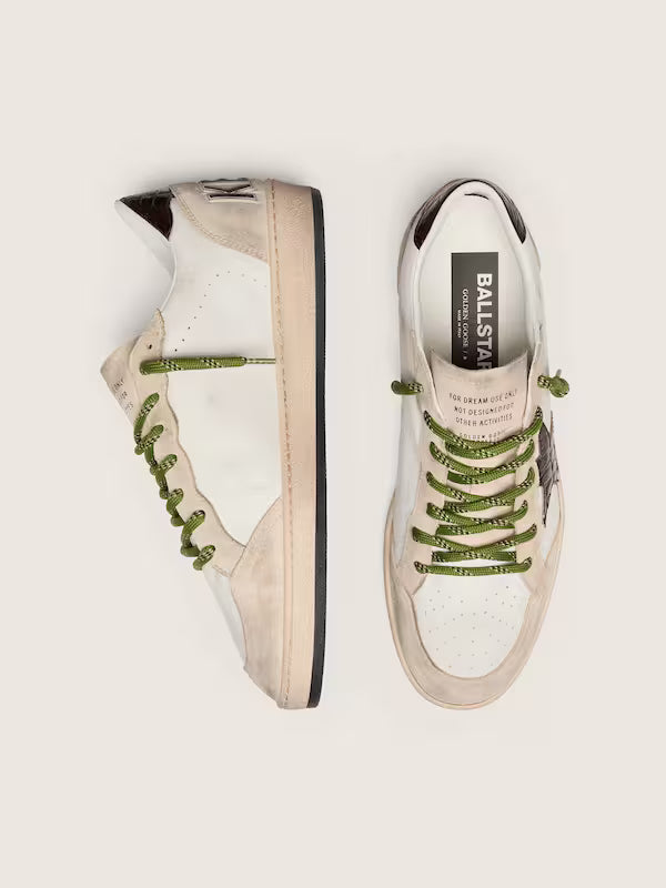 Star in white leather with burgundy croc-effect