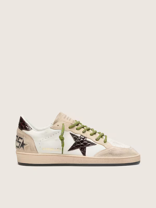 Star in white leather with burgundy croc-effect
