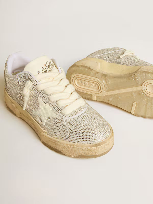 Star Forty2 in white leather and Swarovski crystals with white