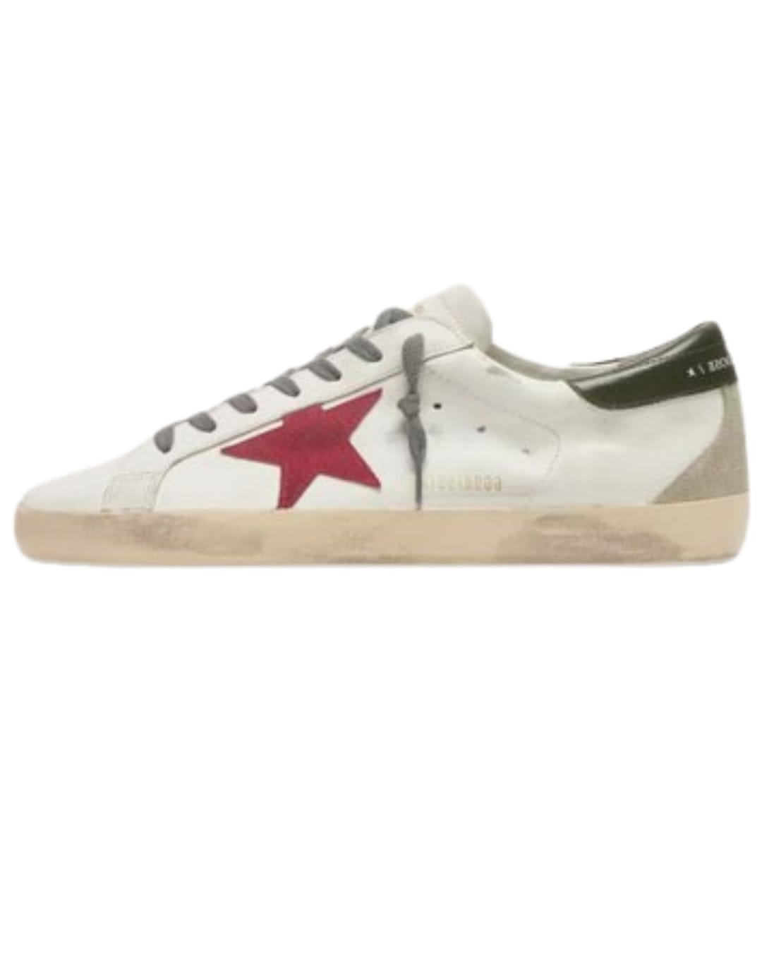 Star with red suede star and green leather heel tab