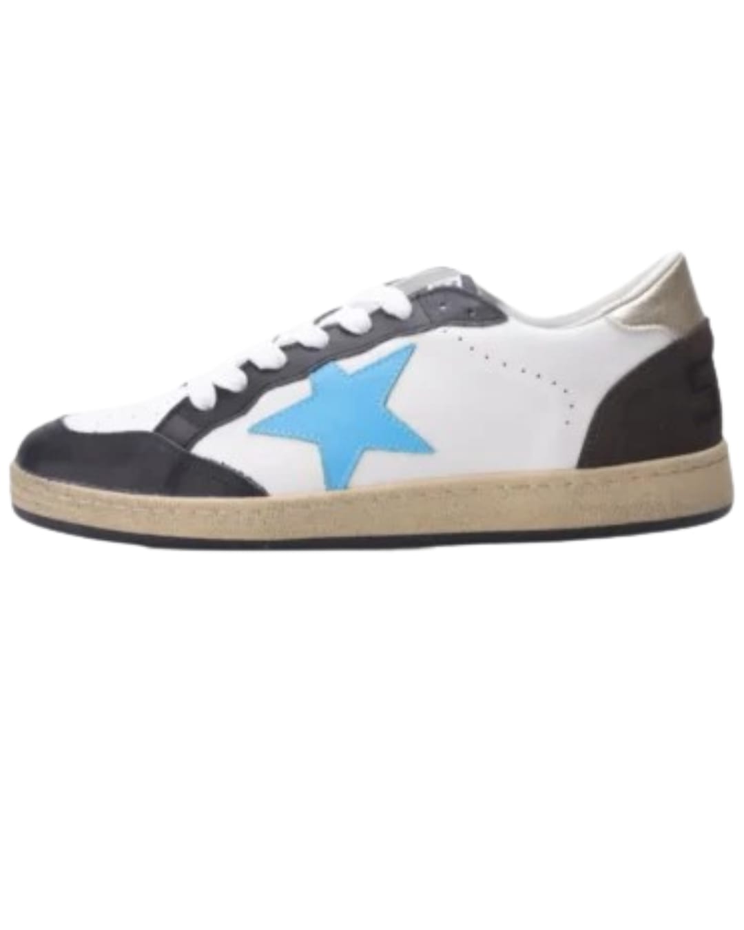 Star White Brown Blue Leather