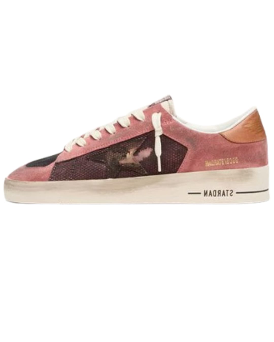 Star Dan in pink suede with beige