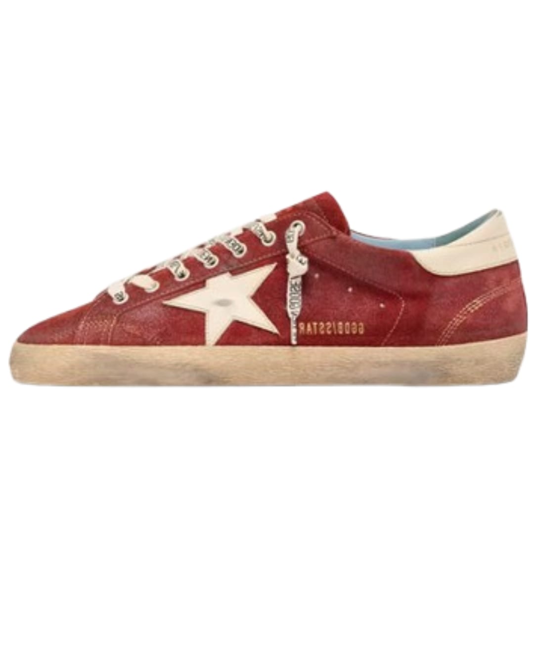 Star in red suede with cream leather