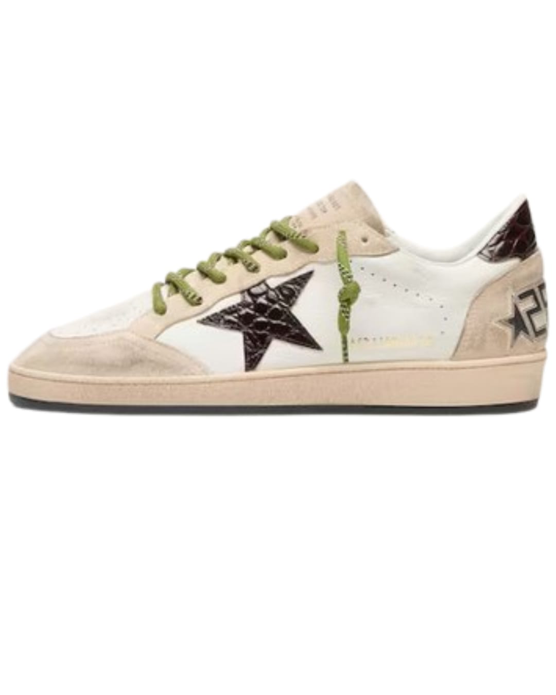 Star in white leather with burgundy croc-effect