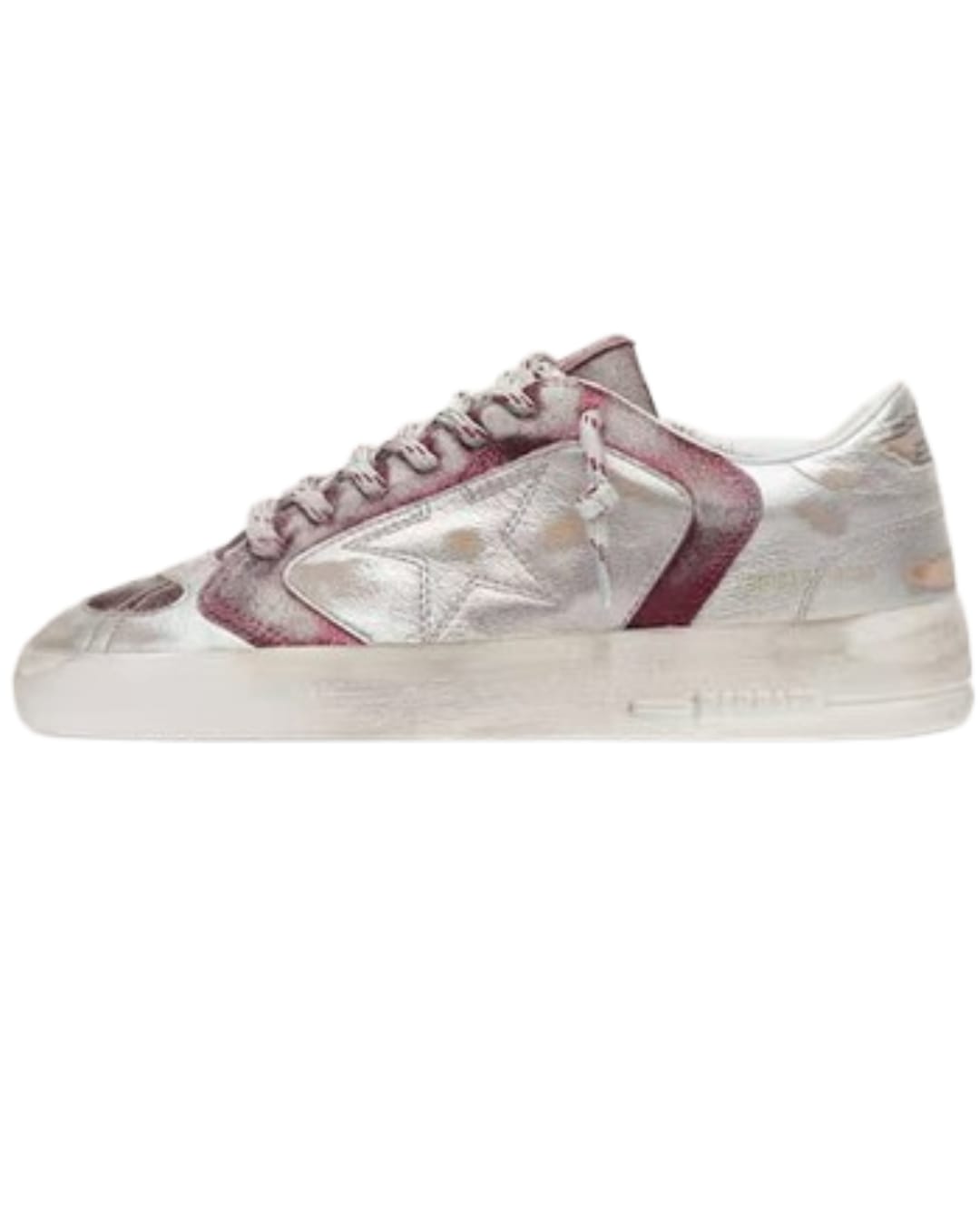 Star burgundy and silver leather and glitter