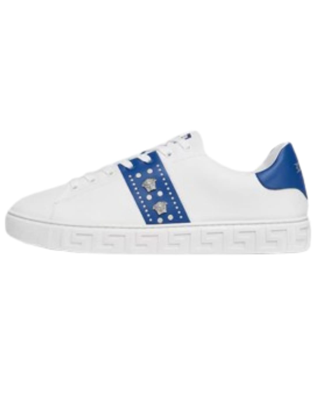 Greca Embellished White Blue