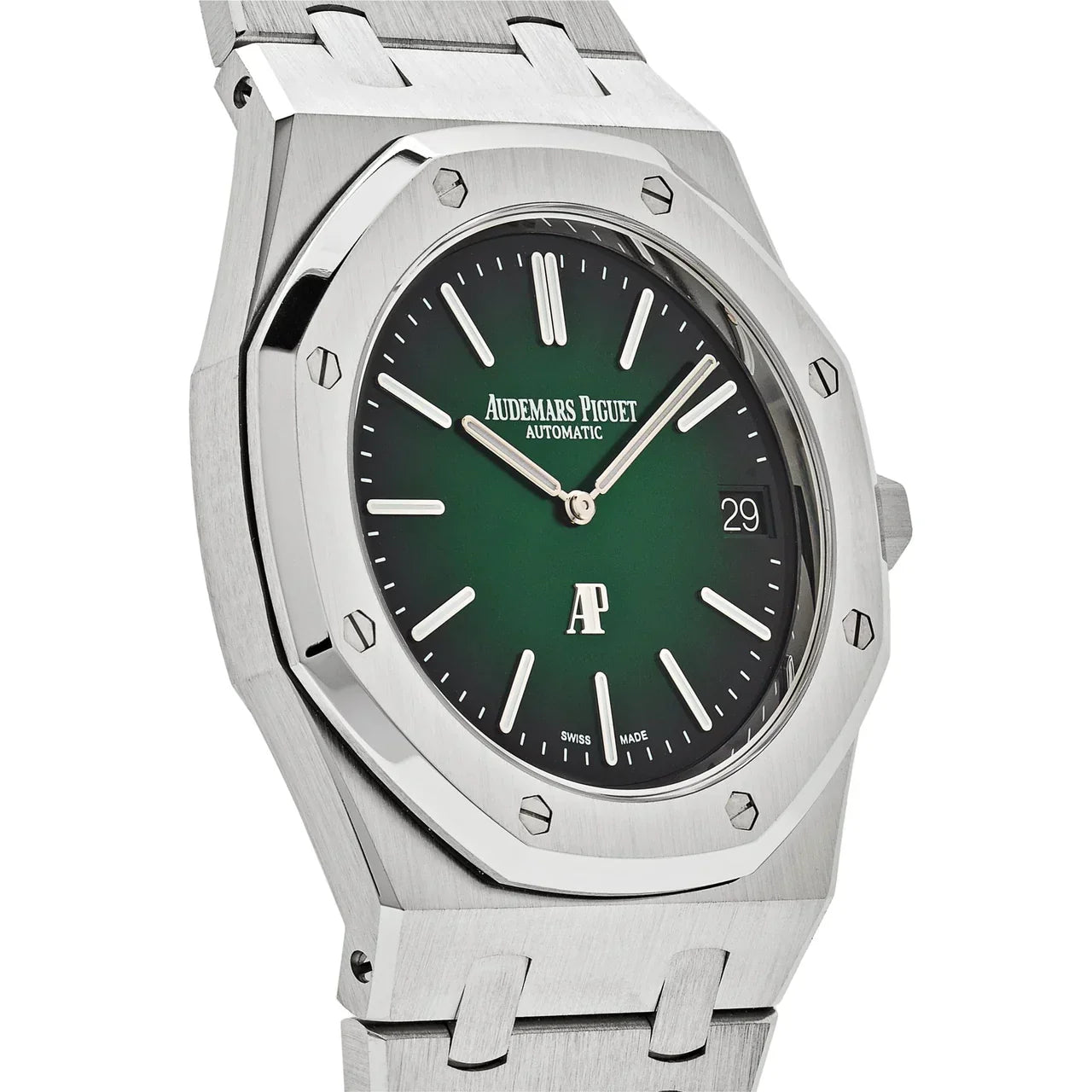 Royal Oak 15202PT.OO.1240PT.01 'Jumbo' Extra-Thin Platinum Green Dial (2021)