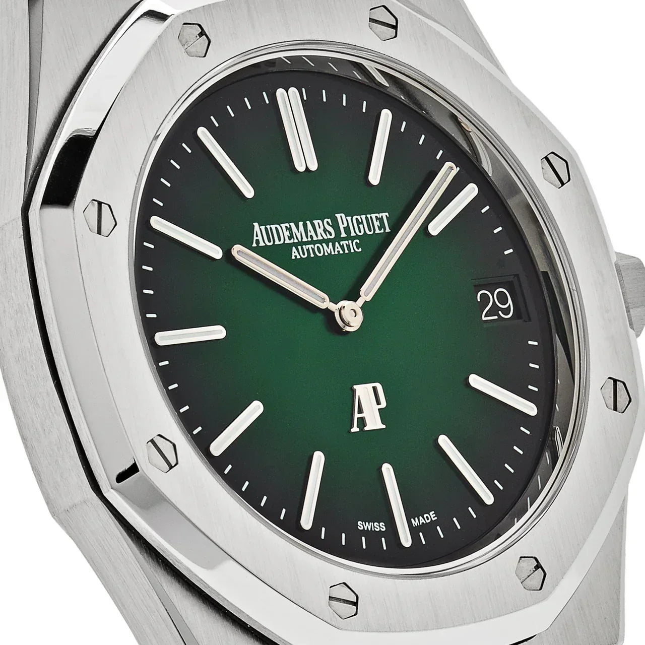 Royal Oak 15202PT.OO.1240PT.01 'Jumbo' Extra-Thin Platinum Green Dial (2021)