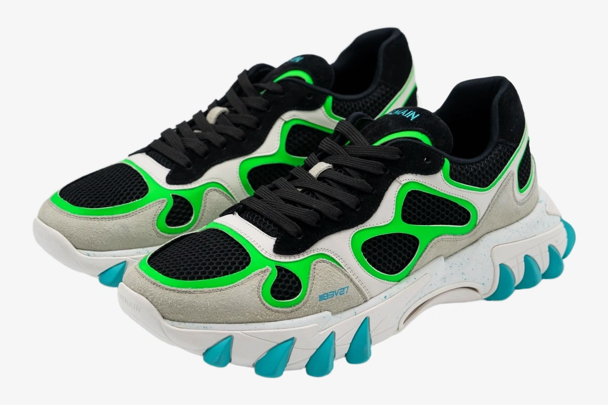 B-East Leather Suede & Mesh Black Green Turquoise