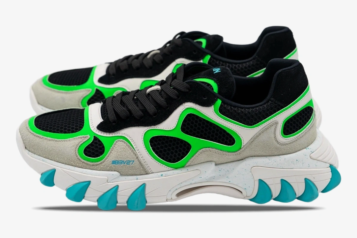 B-East Leather Suede & Mesh Black Green Turquoise