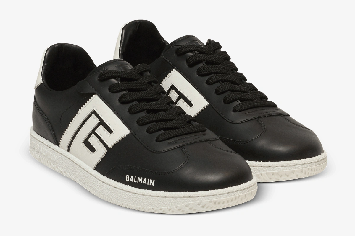 Calfskin Swan Trainers Black White