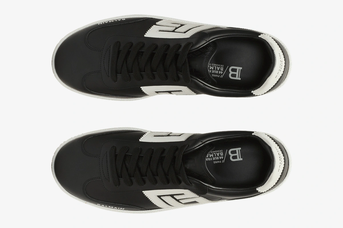 Calfskin Swan Trainers Black White
