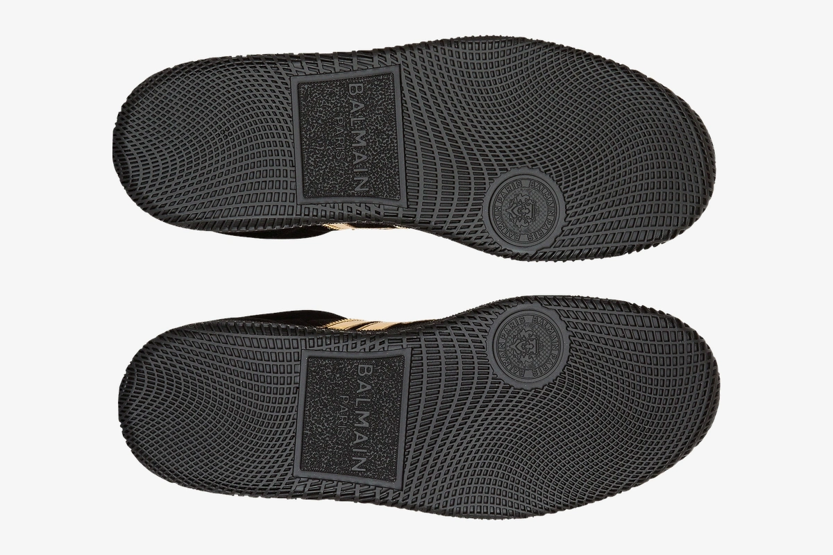 Swan Goatskin Suede Black Gold Sneakers
