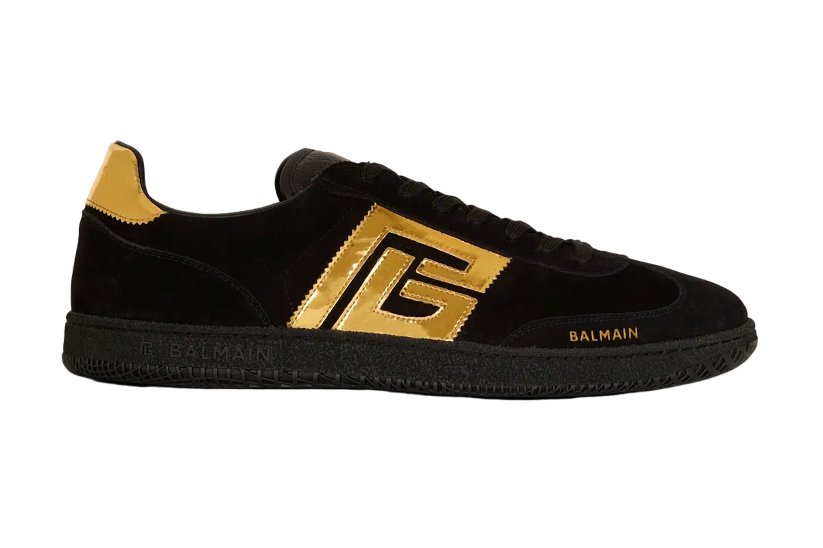 Swan Goatskin Suede Black Gold Sneakers