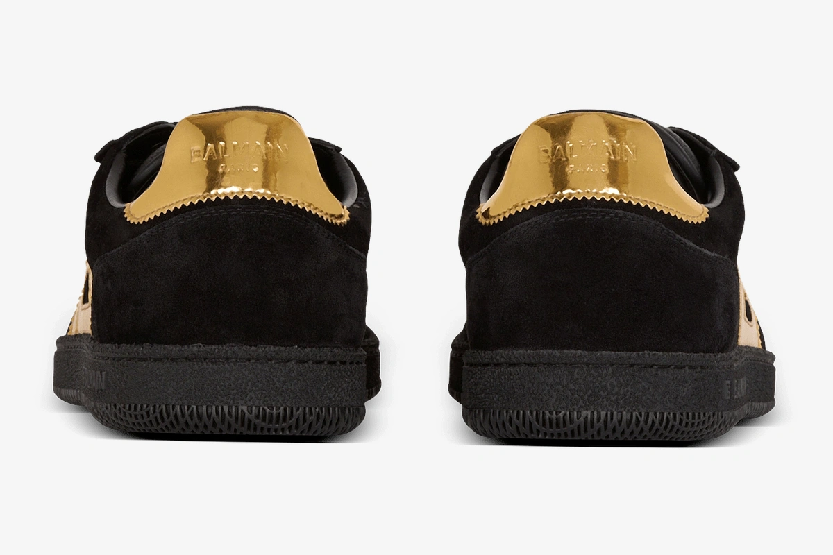 Swan Goatskin Suede Black Gold Sneakers