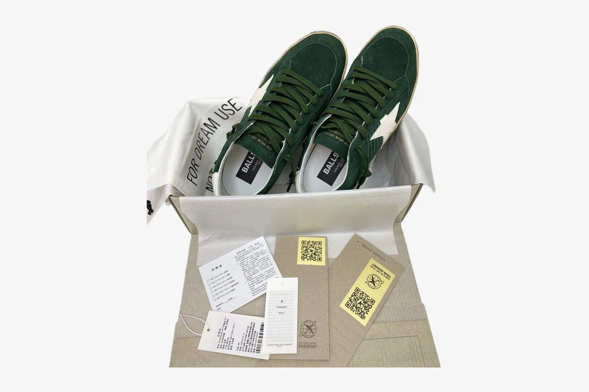 Star Green Suede with White Leather