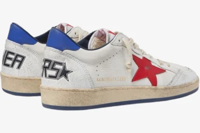 Star Distressed Leather White Blue Red