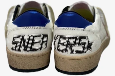 Star Distressed Leather White Blue Red