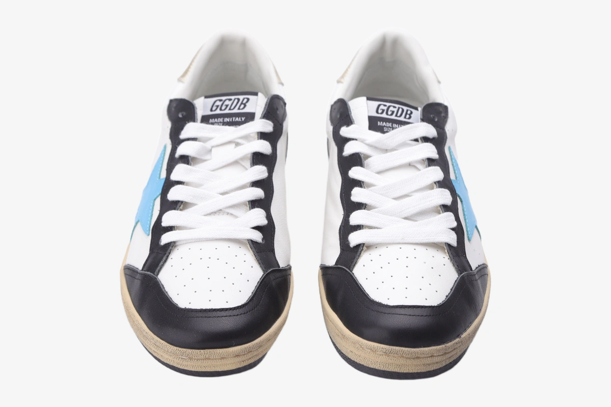 Star White Brown Blue Leather