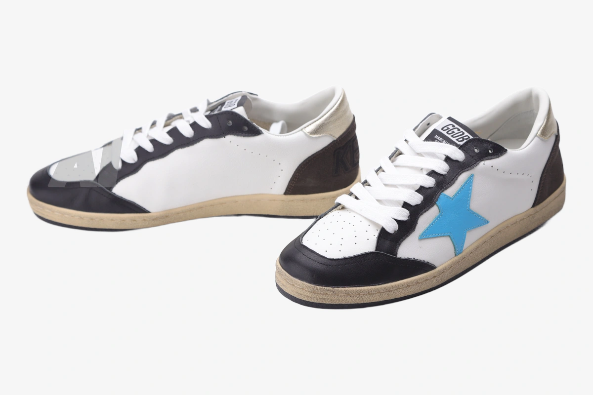 Star White Brown Blue Leather