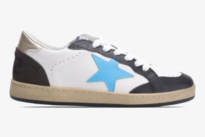 Star White Brown Blue Leather