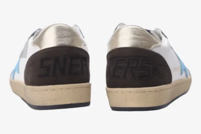 Star White Brown Blue Leather