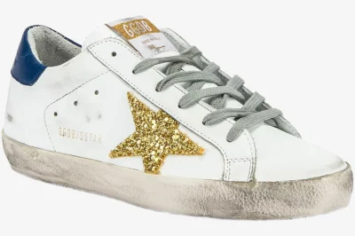 Star White Navy & Gold Glitter