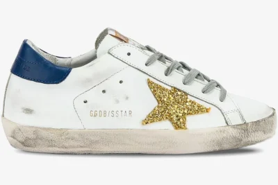 Star White Navy & Gold Glitter