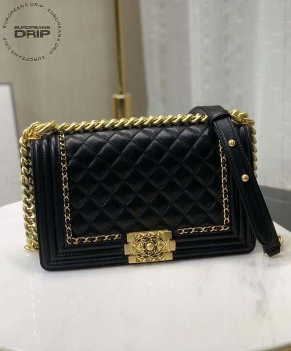Boy flap Bag Black medium 25 cm