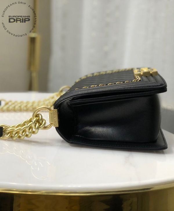 Boy flap Bag Black medium 25 cm