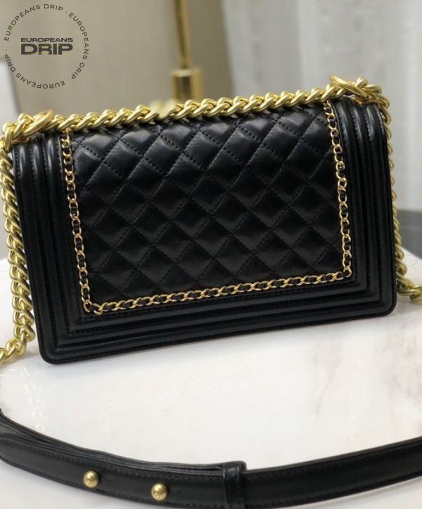 Boy flap Bag Black medium 25 cm