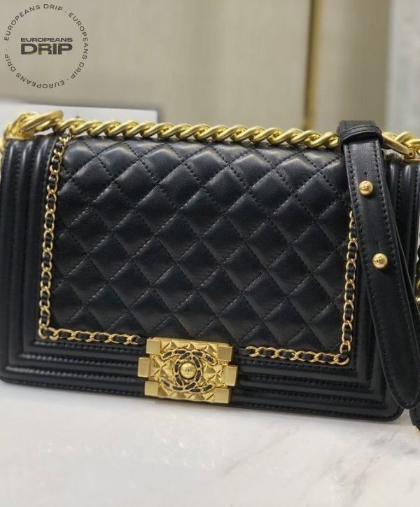 Boy flap Bag Black medium 25 cm
