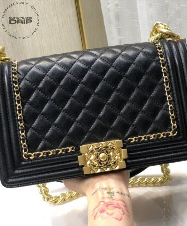 Boy flap Bag Black medium 25 cm