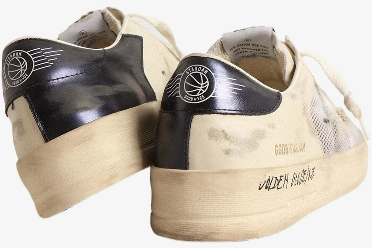 Star Dan White Leather and Mesh Distressed