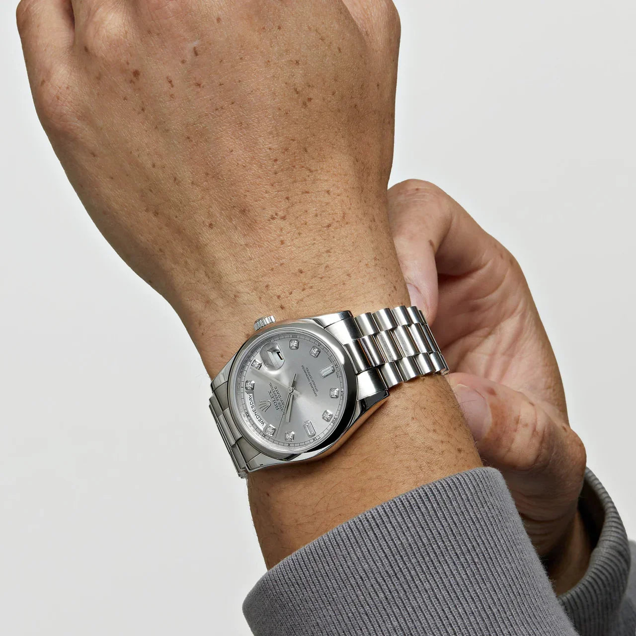 Day-Date ⁠118206 Platinum Silver Diamond Dial (2022)