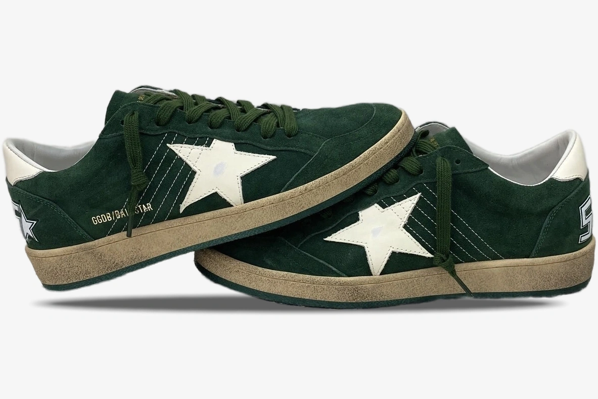 Star Green Suede with White Leather