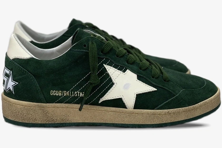 Star Green Suede with White Leather