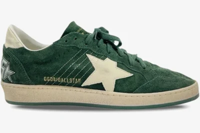 Star Green Suede with White Leather