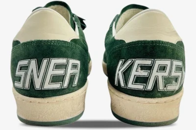 Star Green Suede with White Leather