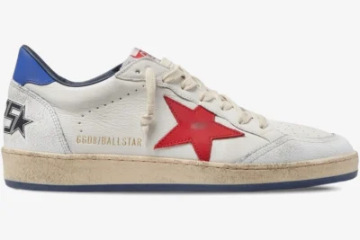 Star Distressed Leather White Blue Red
